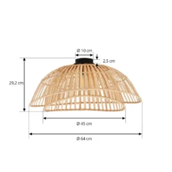 Plafón Lindby Ilajus, Ø 62 cm, bambú natural