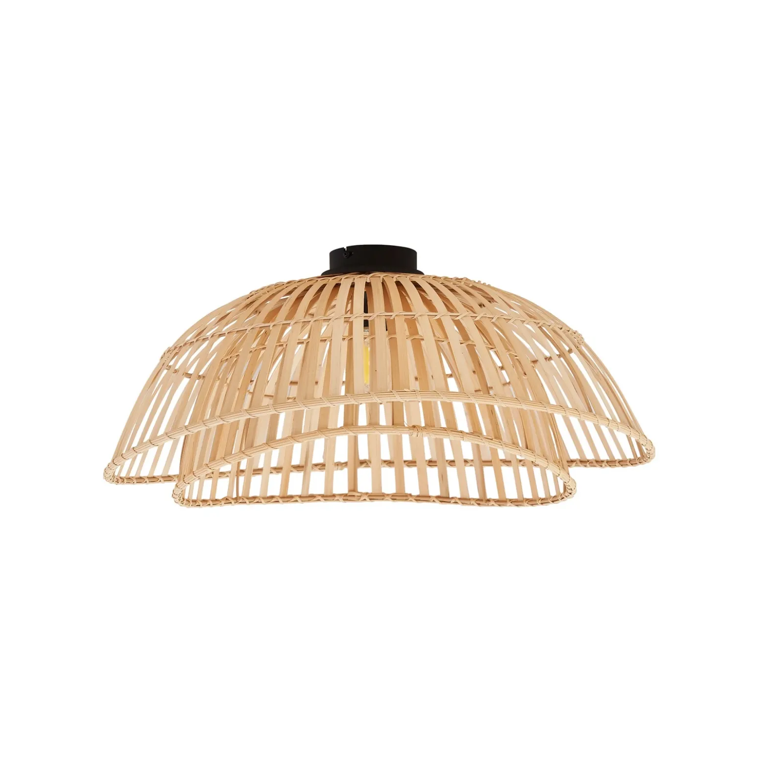 Plafón Lindby Ilajus, Ø 62 cm, bambú natural