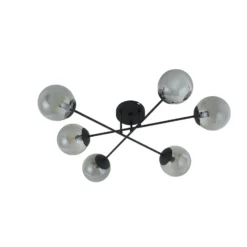Plafón Lindby Isamer, gris humo, Ø 80 cm, globo
