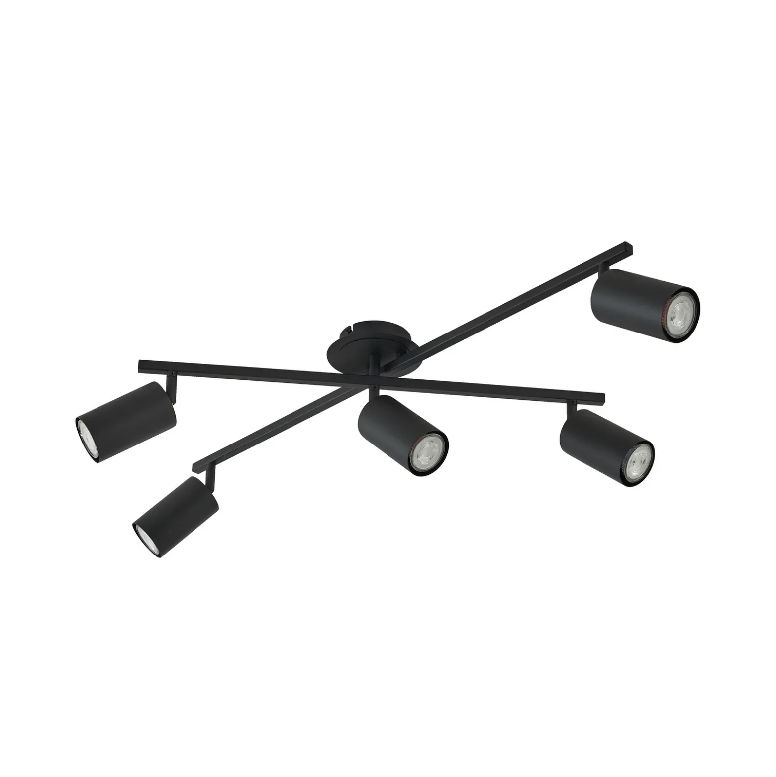 Plafón Lindby Joffrey, 78 cm, negro, 5 luces, GU10