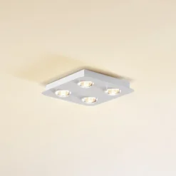 Plafón Lindby Jyla, blanco mate, 25 x 25 cm, 4 luces
