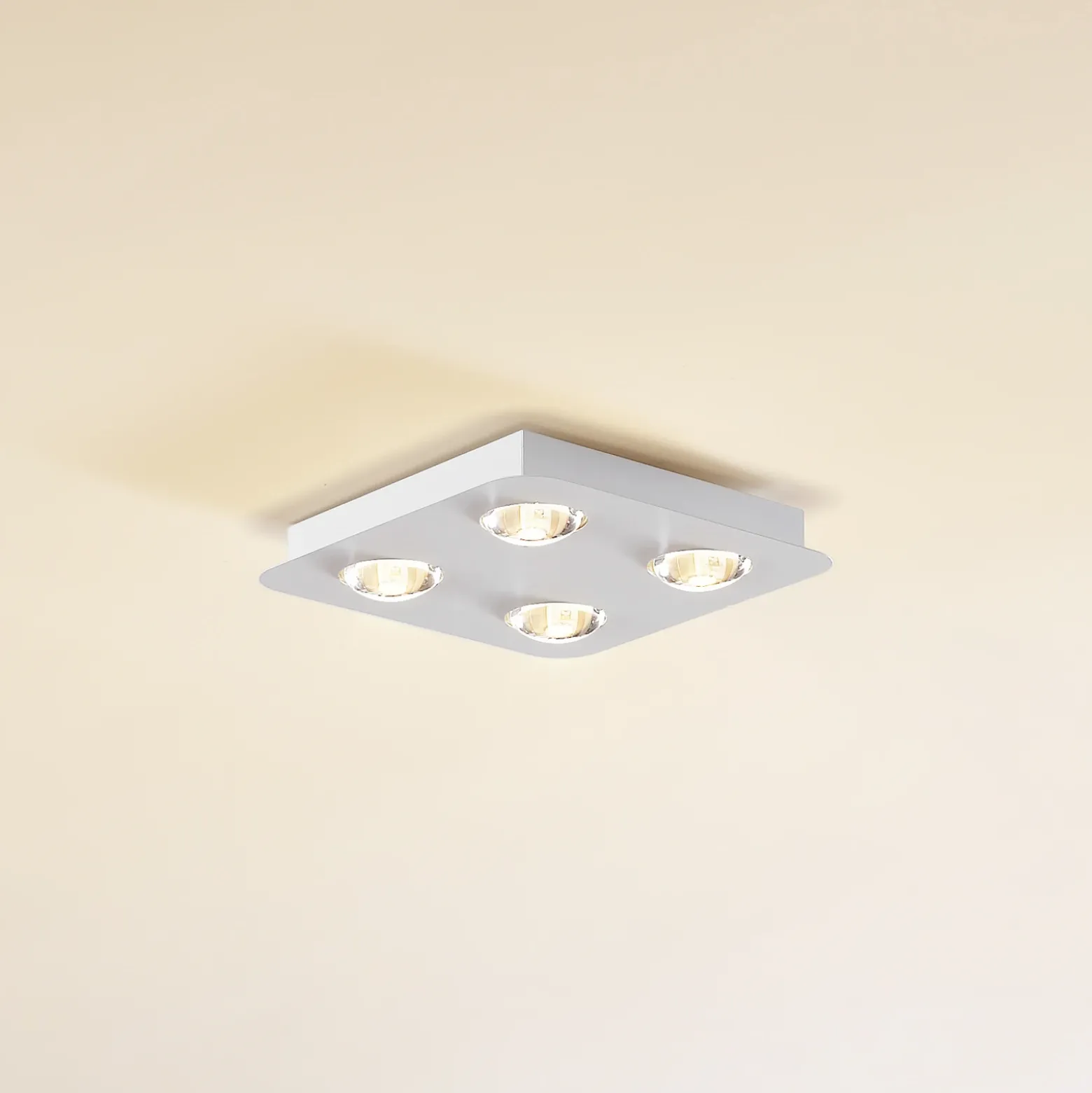 Plafón Lindby Jyla, blanco mate, 25 x 25 cm, 4 luces