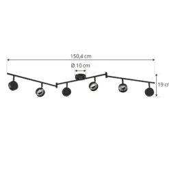 Plafón Lindby Jyla, 6 luces, negro mate