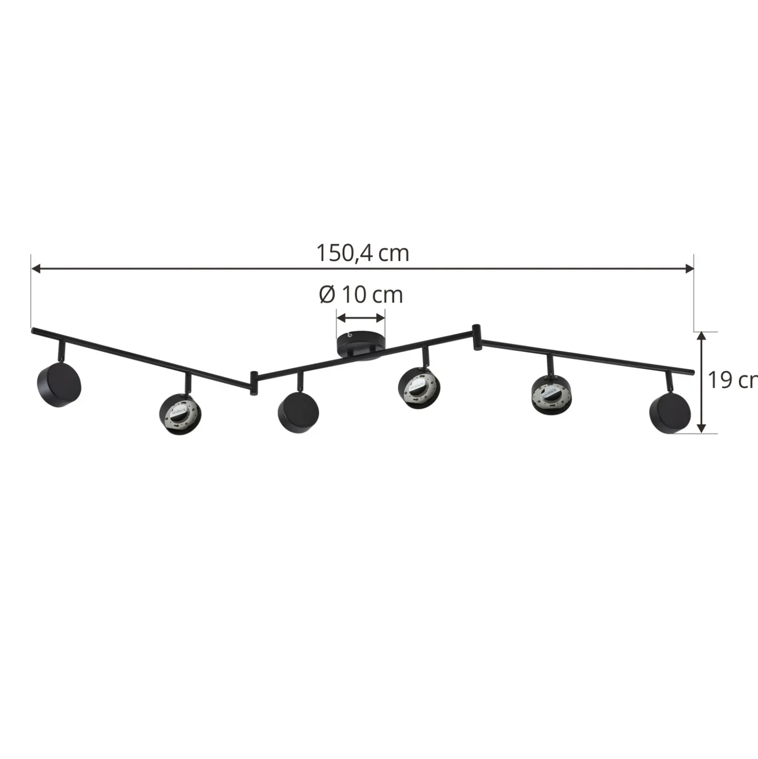 Plafón Lindby Jyla, 6 luces, negro mate