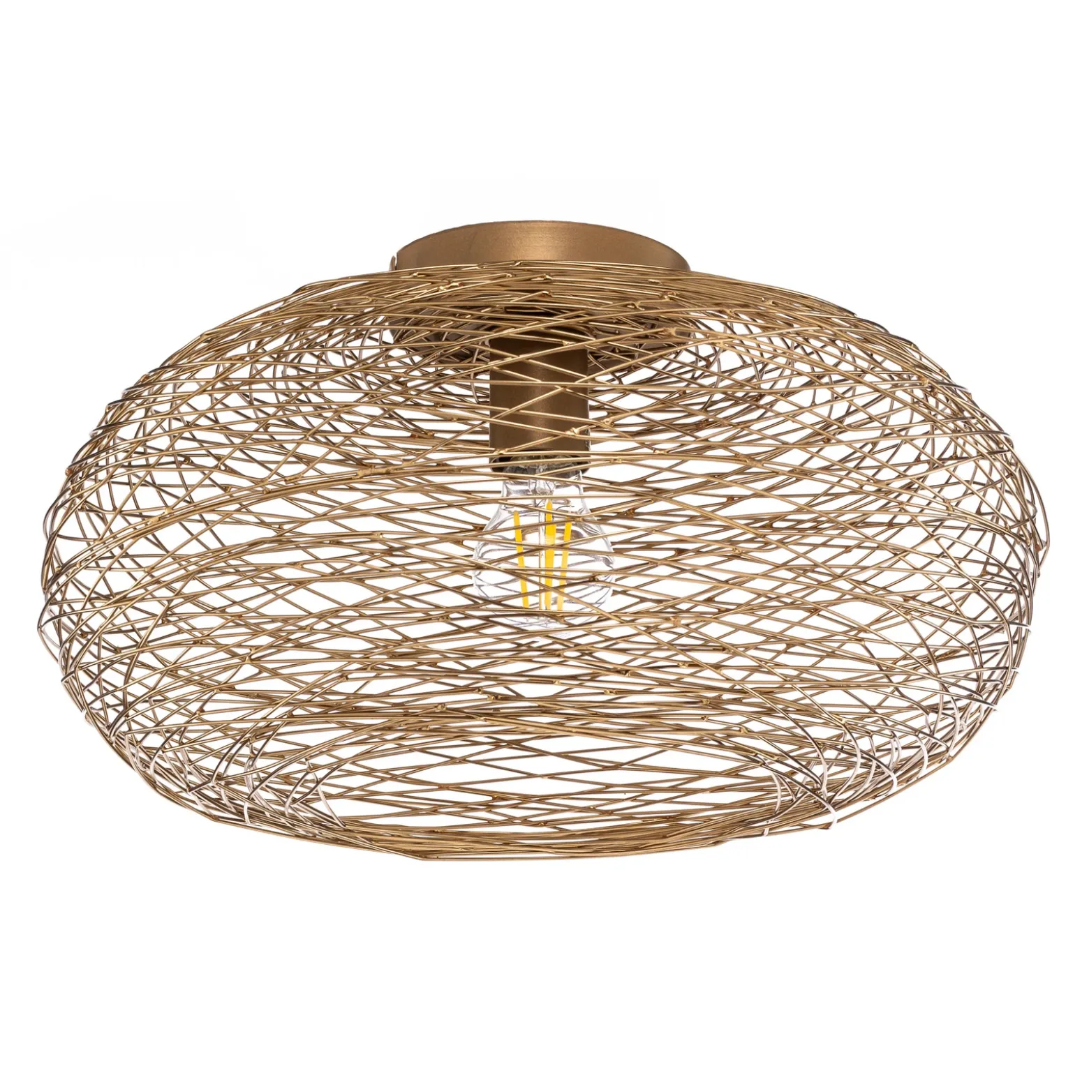 Plafón Lindby Kaviya, dorado, Ø 40 cm, hierro, E27