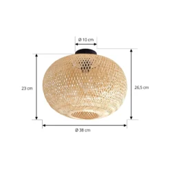 Plafón Lindby Kessia, bambú natural, Ø 40 cm