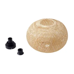 Plafón Lindby Kessia, bambú natural, Ø 40 cm