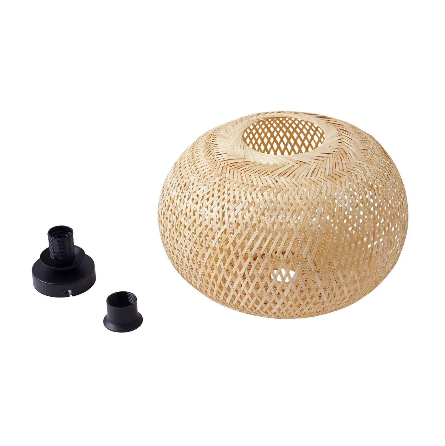 Plafón Lindby Kessia, bambú natural, Ø 40 cm