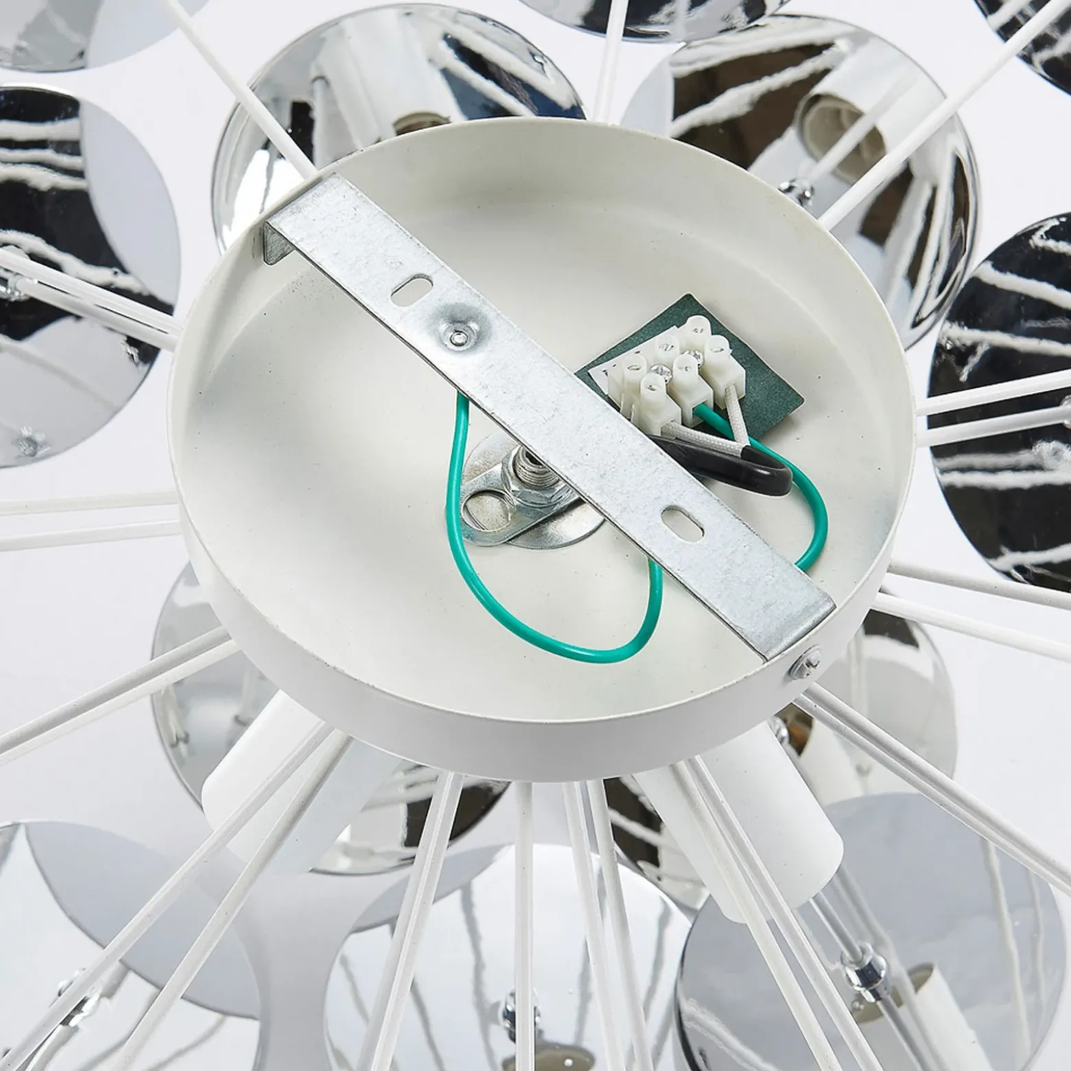 Plafón Lindby Kinan, Ø 54 cm, blanco, metal, E14