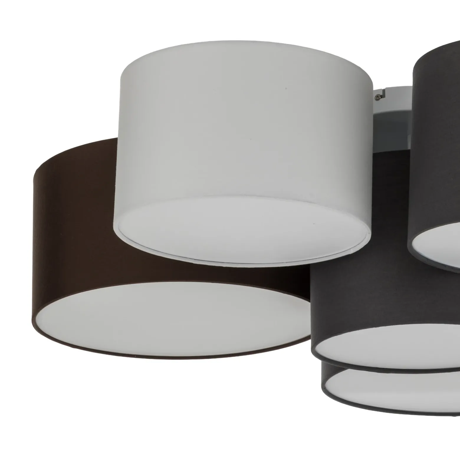 Plafón Lindby Laurenz, 6 luces, gris/marrón, textil