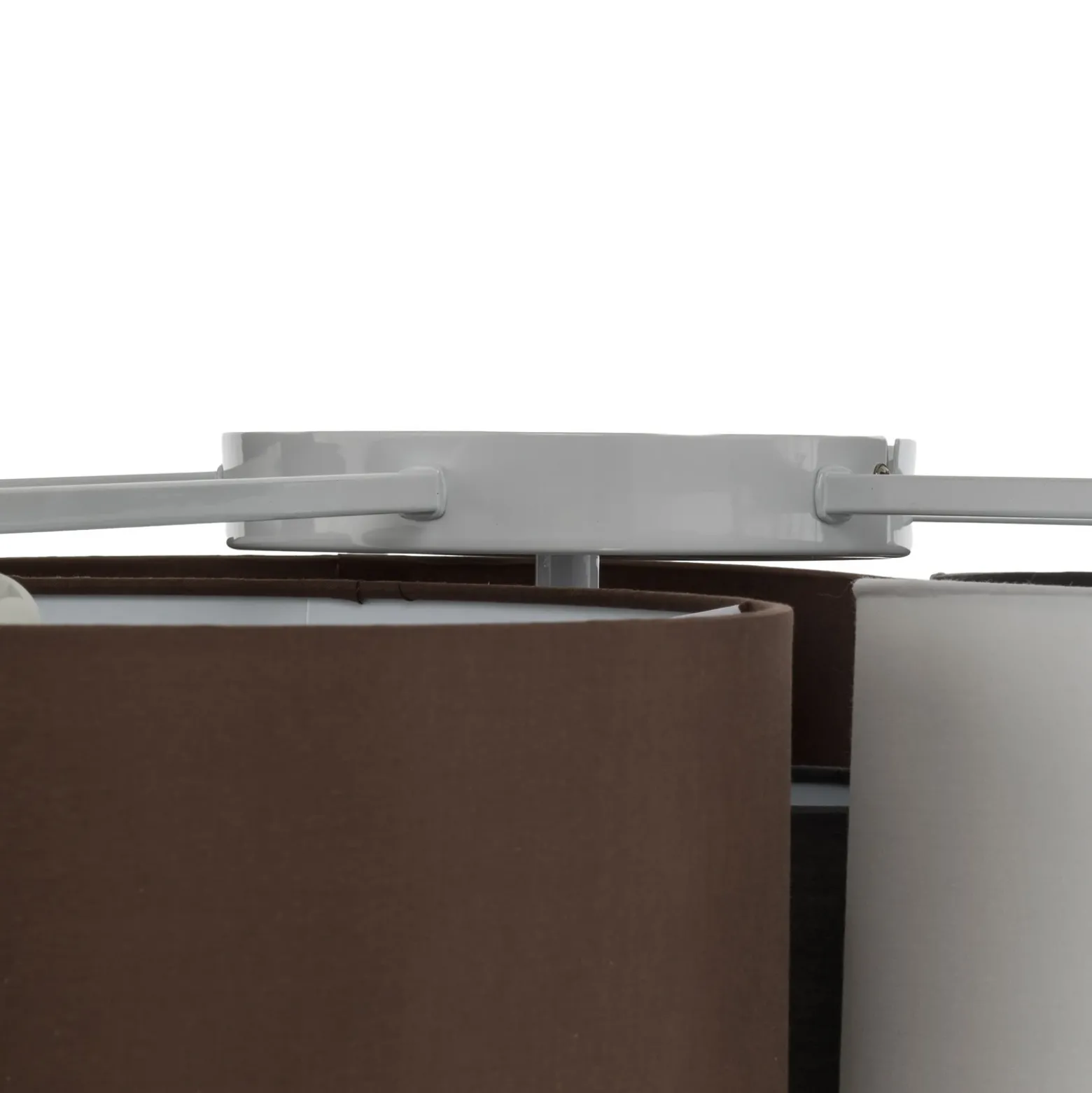 Plafón Lindby Laurenz, 6 luces, gris/marrón, textil