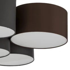 Plafón Lindby Laurenz, 6 luces, gris/marrón, textil