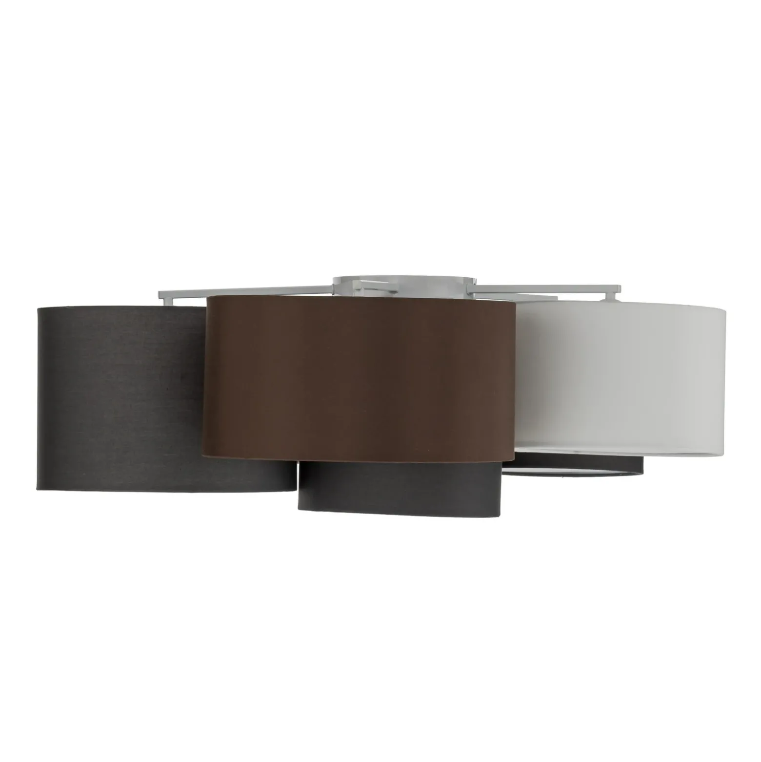 Plafón Lindby Laurenz, 6 luces, gris/marrón, textil