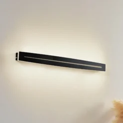 Plafón Lindby LED Benario, negro, aluminio, 80 cm