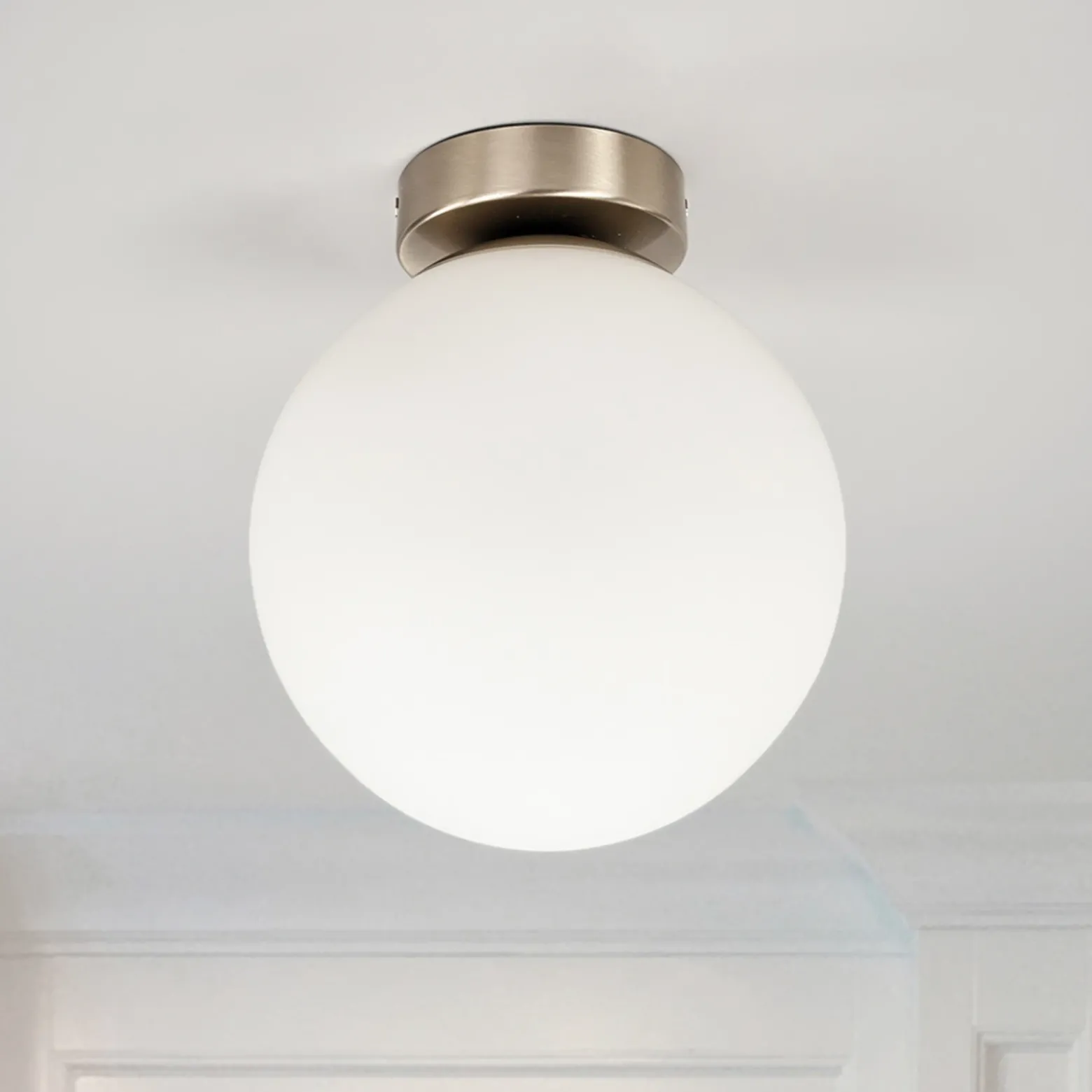 Plafón Lindby Lennie, blanco, cristal, Ø 20 cm, IP44, E27