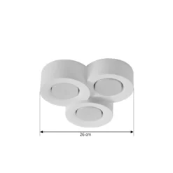 Plafón Lindby Levia, 3 luces, 26x24,5cm, blanco, escayola