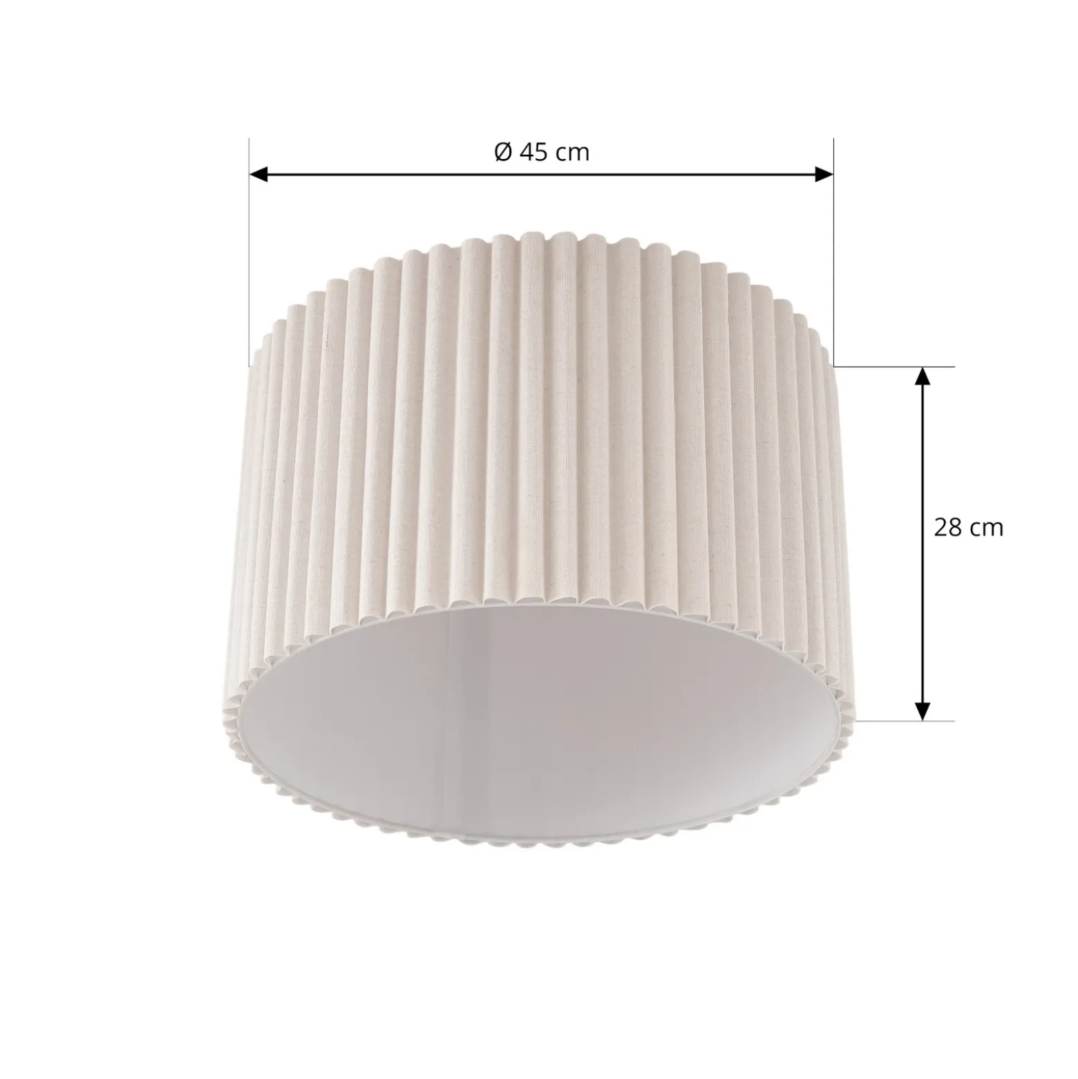 Plafón Lindby Libbie, Ø 45 cm, lino, color crema