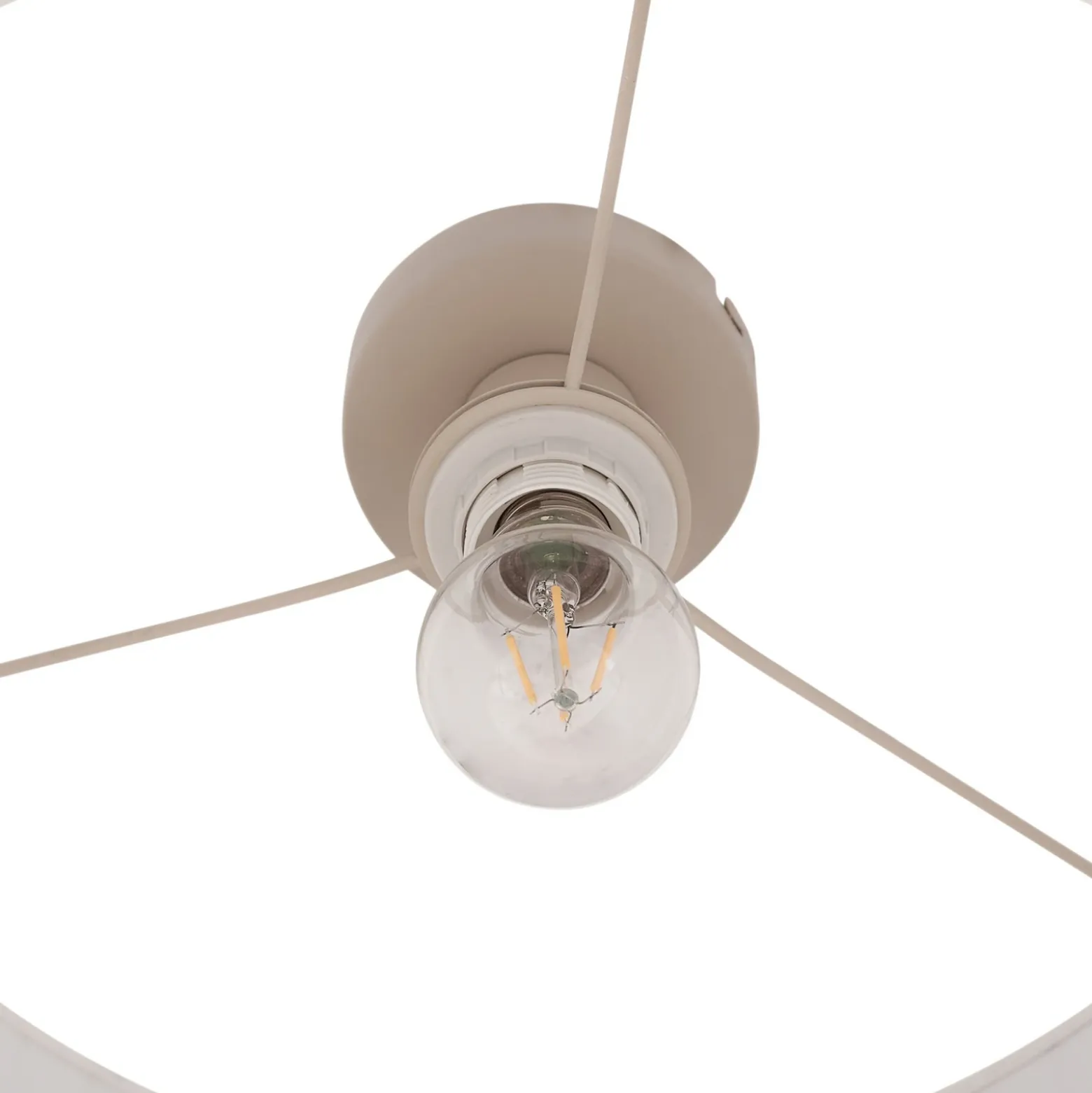 Plafón Lindby Libbie, Ø 45 cm, lino, color crema