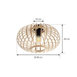 Plafón Lindby Lielle, bambú natural, Ø 38 cm