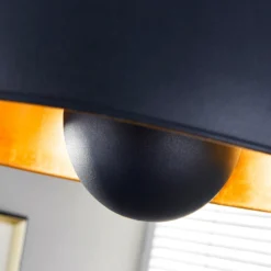 Plafón Lindby Lya, Ø 40 cm, negro-oro, metal