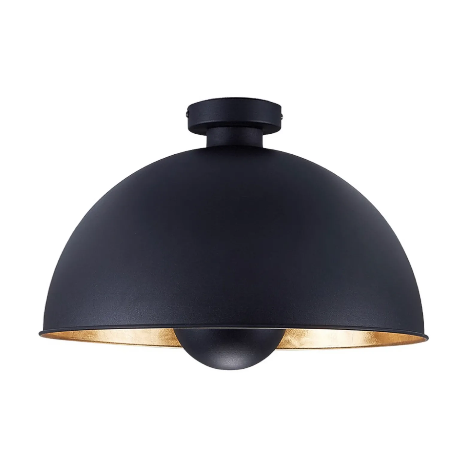 Plafón Lindby Lya, Ø 40 cm, negro-oro, metal