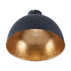Plafón Lindby Lya, Ø 40 cm, negro-oro, metal