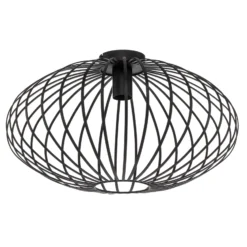 Plafón Lindby Maivi, negro, 50 cm, hierro, jaula