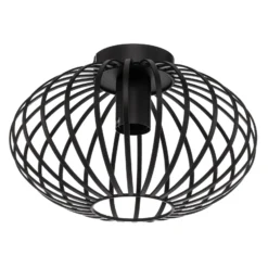 Plafón Lindby Maivi, negro, 30 cm, hierro, jaula