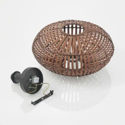Plafón Lindby Majeora, Ø 40 cm, marrón, bambú