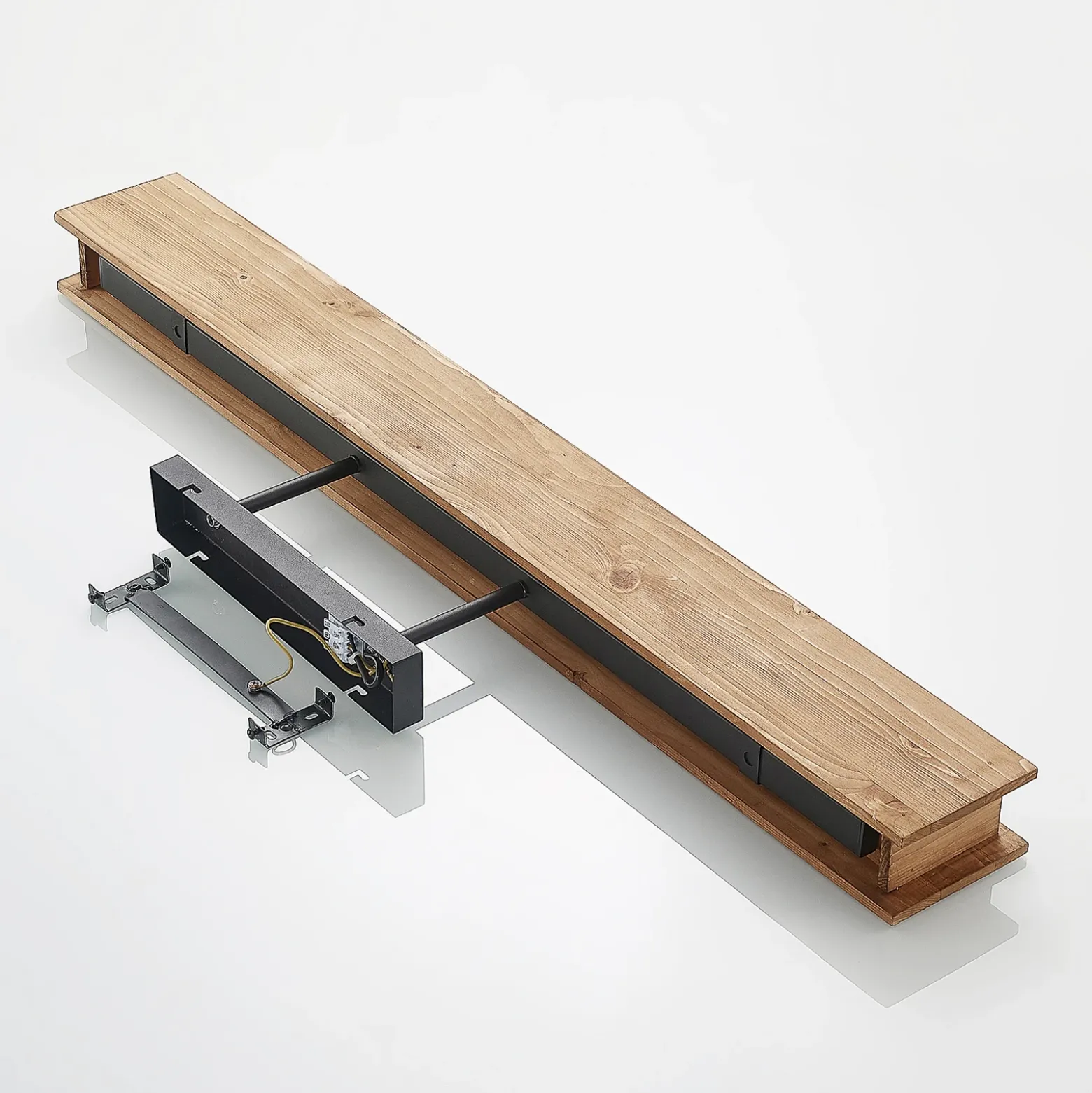 Plafón Lindby Malwin, GU10, 100 cm de largo, 6 luces, madera