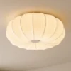 Plafón Lindby Marielle, Ø 55 cm, blanca, de tela, 3x E27