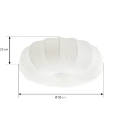 Plafón Lindby Marielle, Ø 55 cm, blanca, de tela, 3x E27