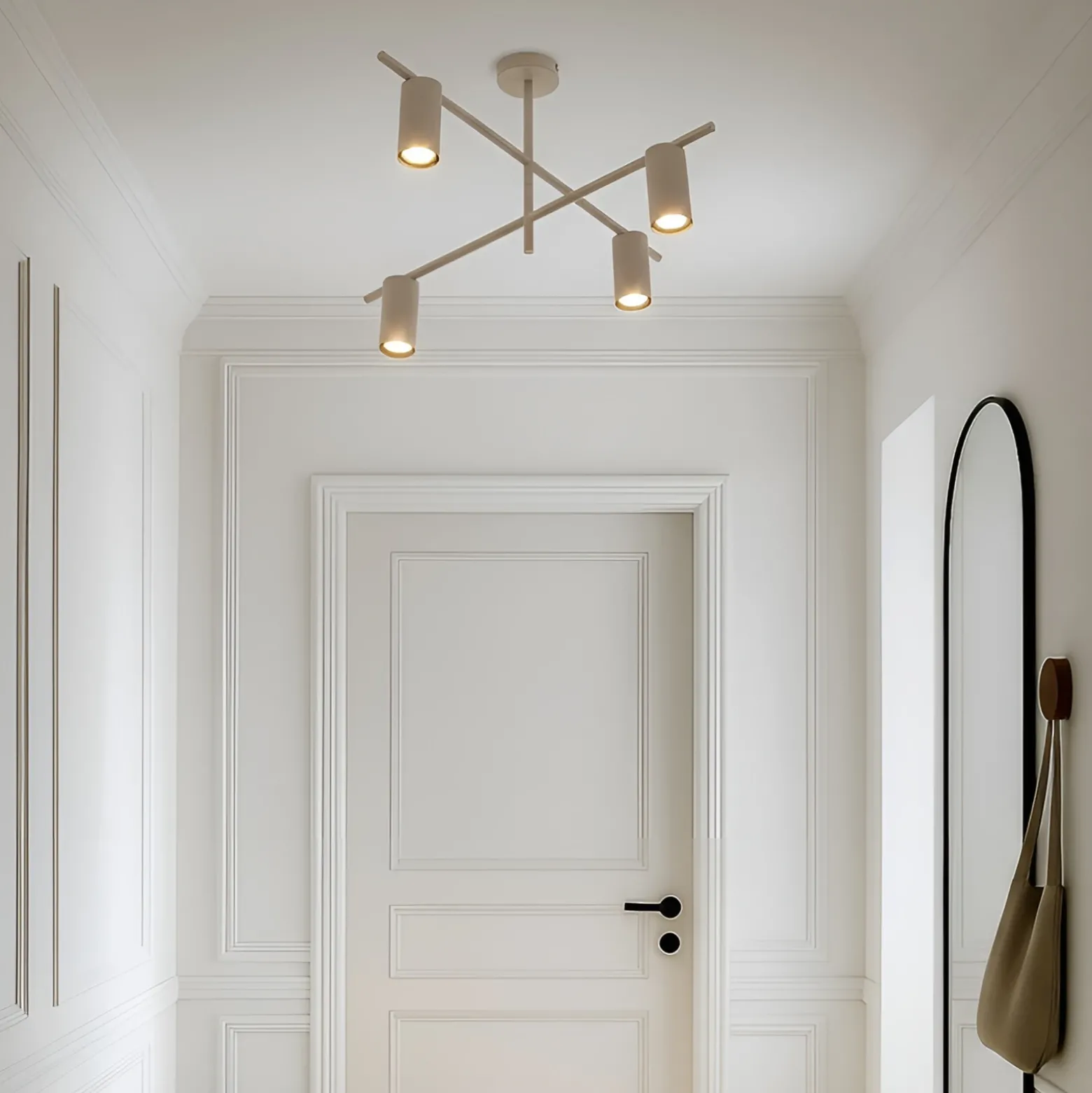 Plafón Lindby Marilou, beige, 4 luces, Ø 70 cm