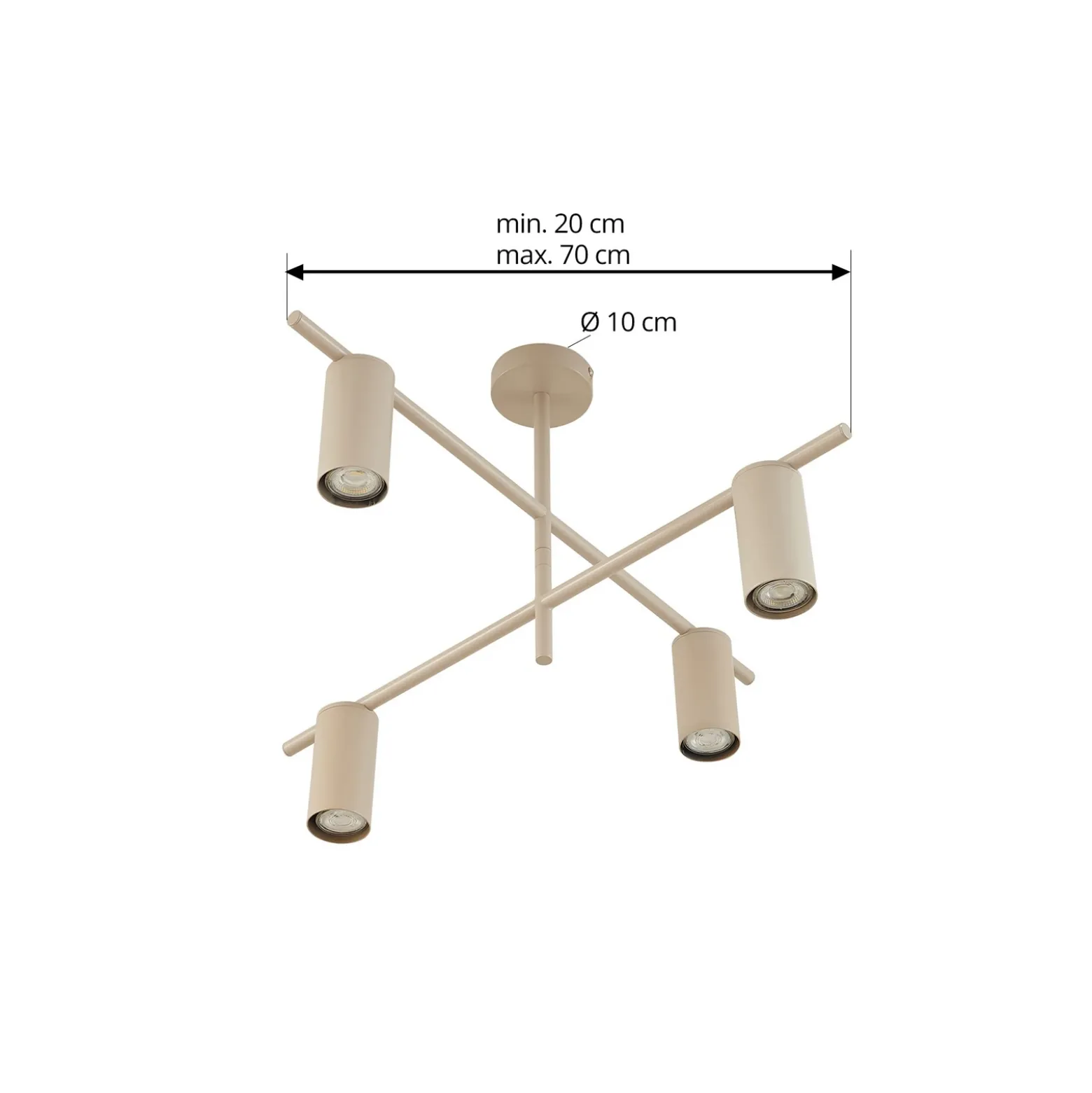 Plafón Lindby Marilou, beige, 4 luces, Ø 70 cm