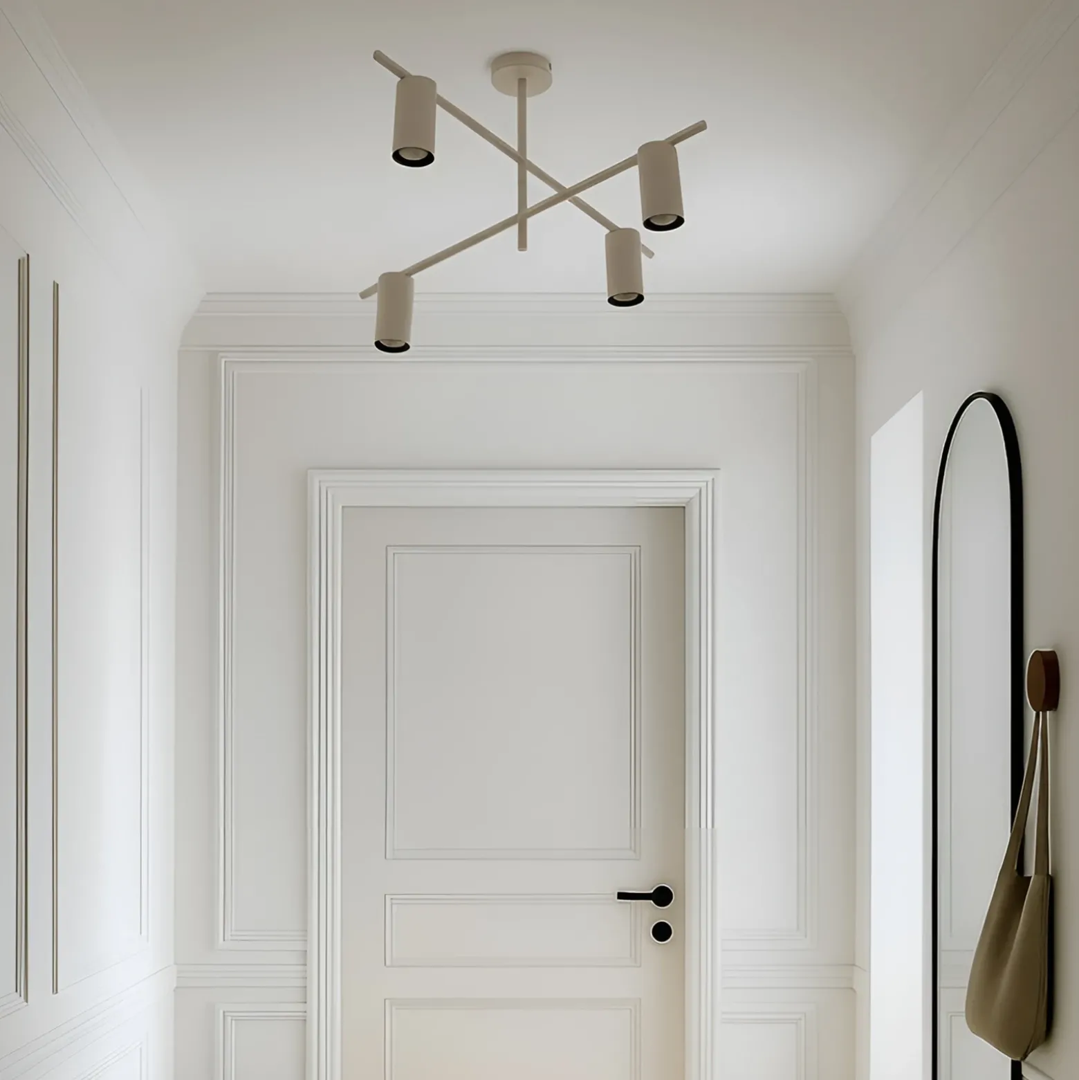 Plafón Lindby Marilou, beige, 4 luces, Ø 70 cm