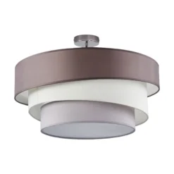 Plafón Lindby Melia, marrón/gris, tejido, Ø 56 cm