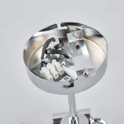 Plafón Lindby Melia, marrón/gris, tejido, Ø 56 cm