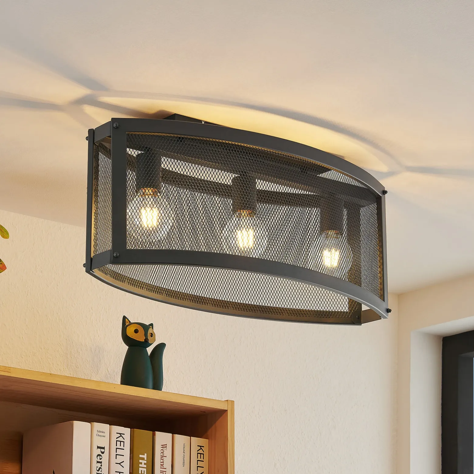 Plafón Lindby Mizgin con rejilla de 3 luces