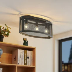 Plafón Lindby Mizgin con rejilla de 3 luces