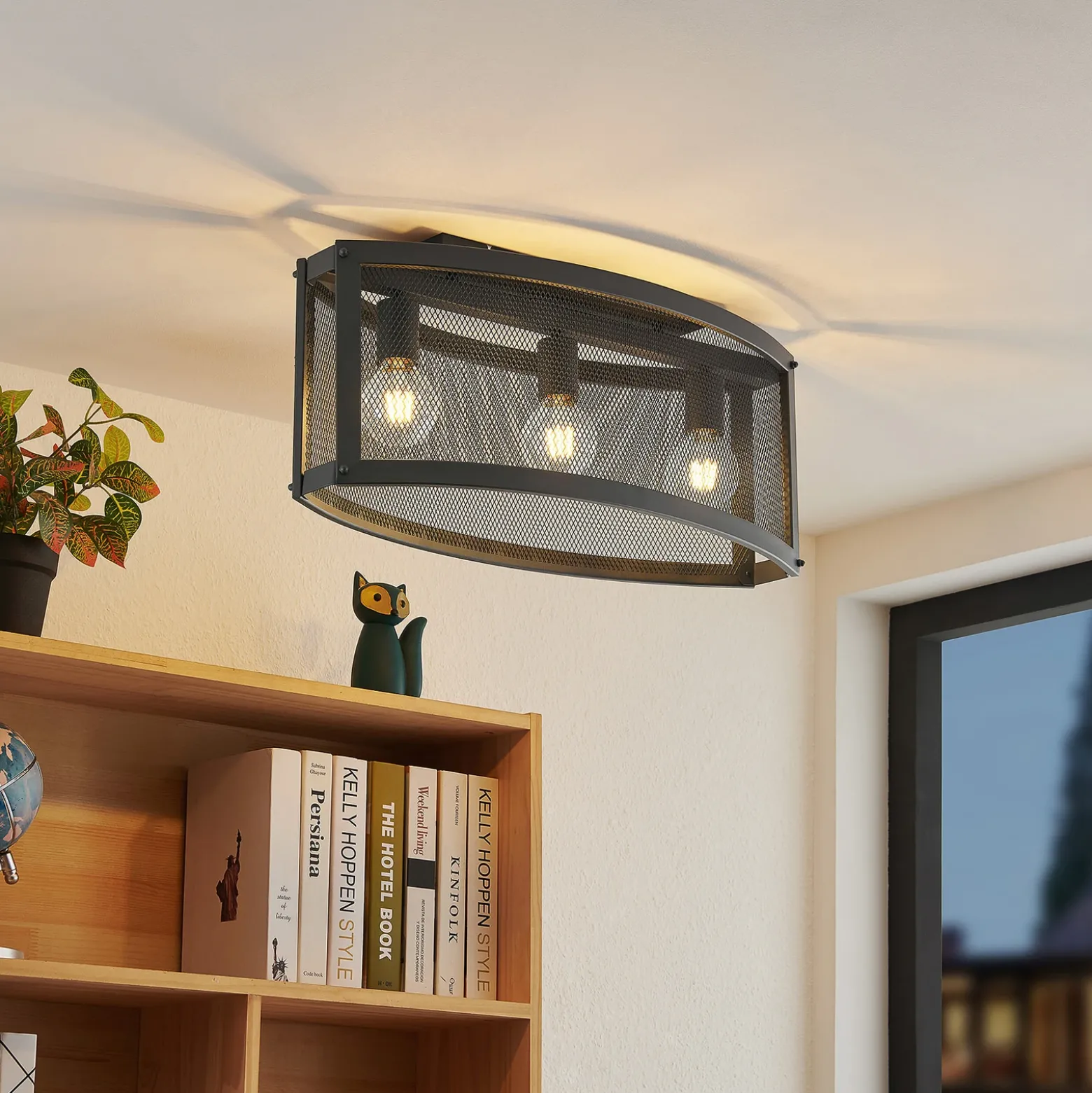 Plafón Lindby Mizgin con rejilla de 3 luces