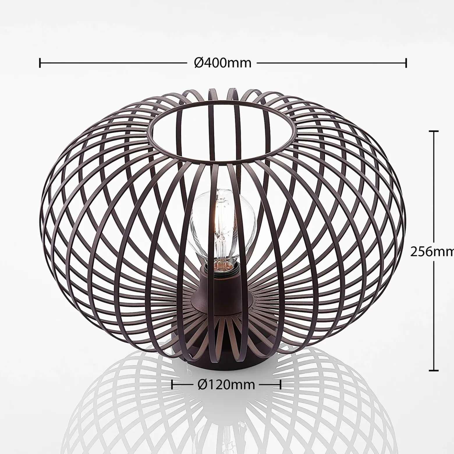 Plafón Lindby Nahele, marrón, metal, Ø 40 cm, E27