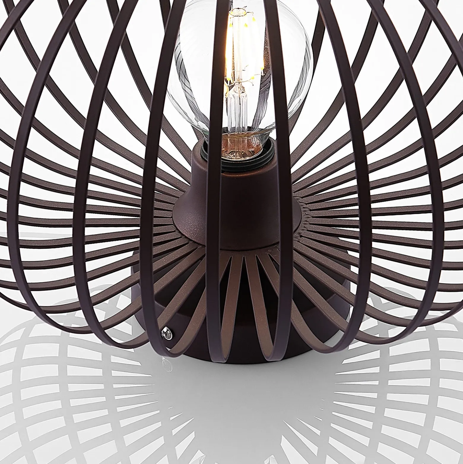 Plafón Lindby Nahele, marrón, metal, Ø 40 cm, E27