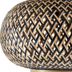 Plafón Lindby Nerys, negro, bambú, Ø 38 cm