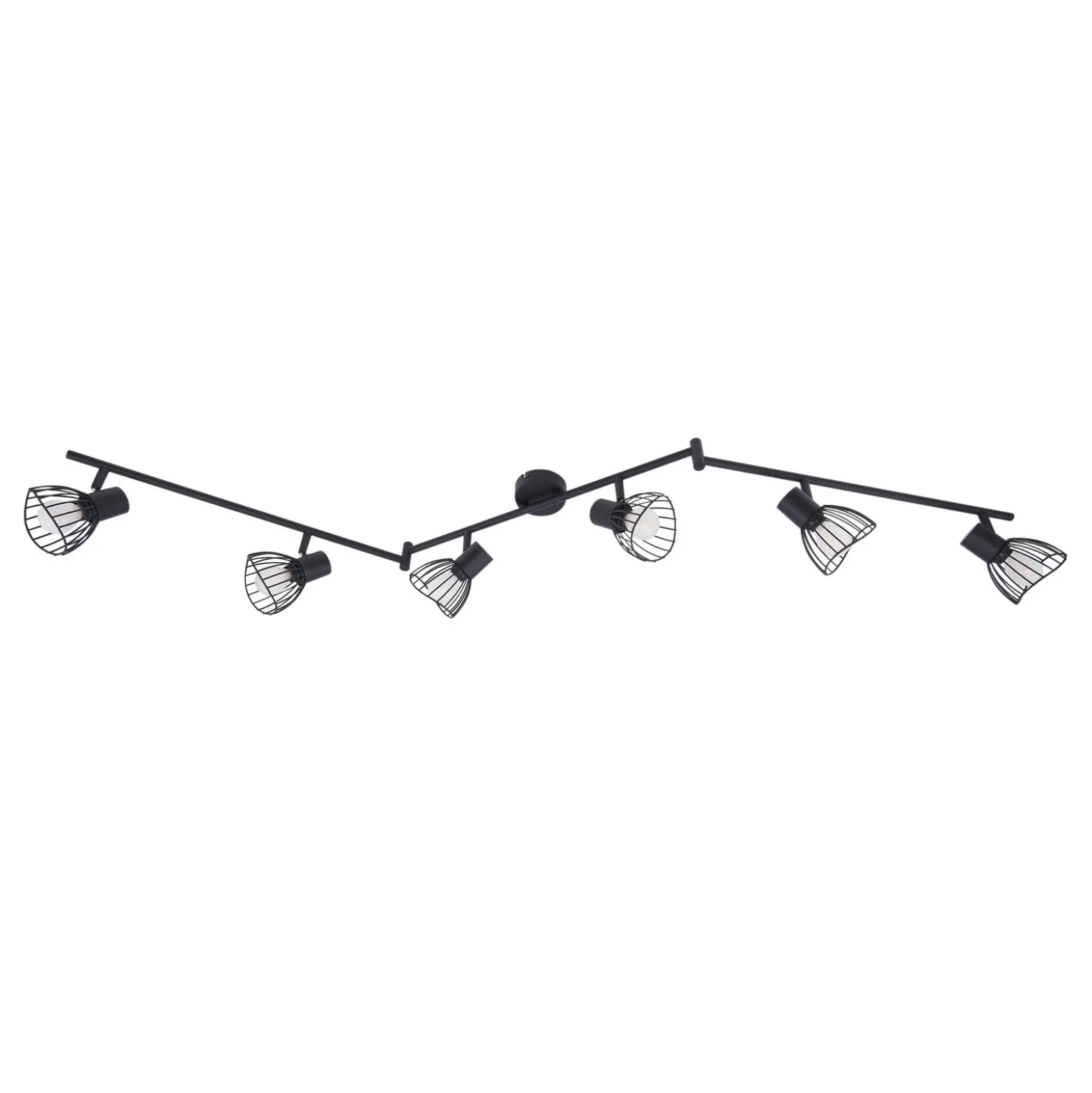 Plafón Lindby Piena, negro, 6 luces, metal, 150 cm