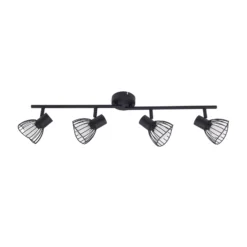 Plafón Lindby Piena, negro, 4 luces, metal, 70 cm