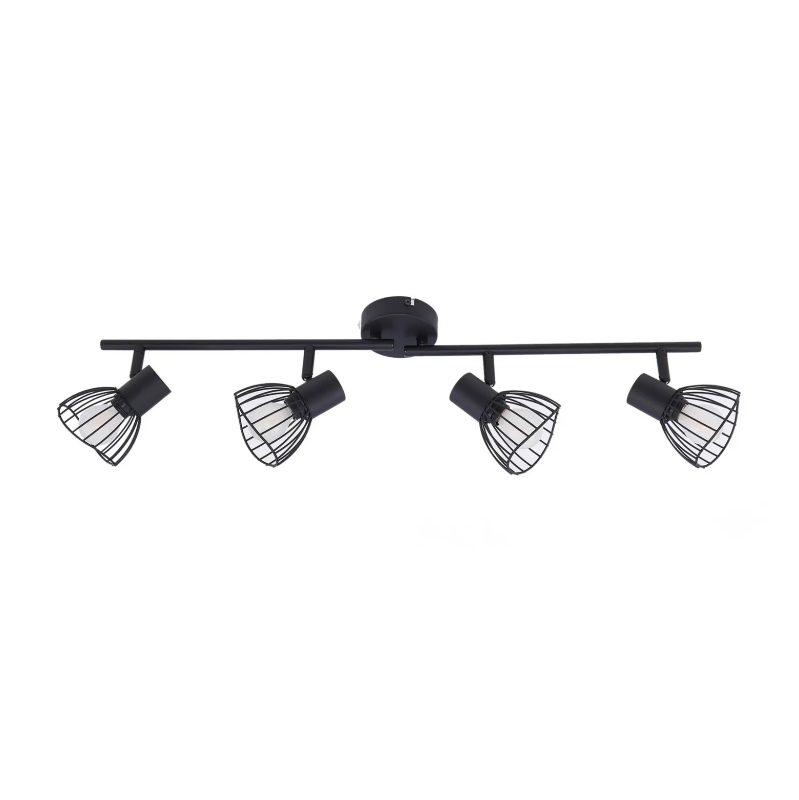 Plafón Lindby Piena, negro, 4 luces, metal, 70 cm