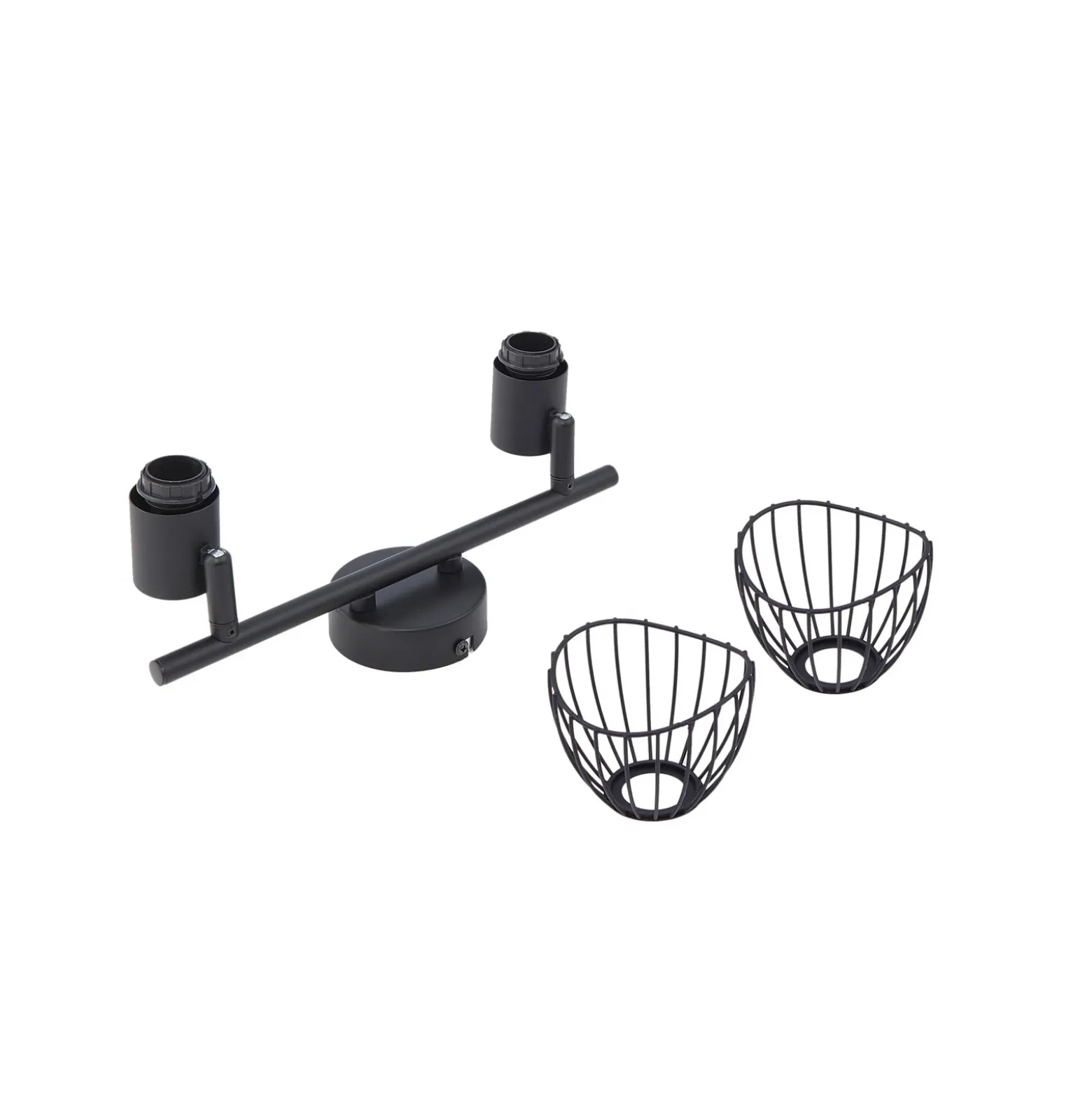 Plafón Lindby Piena, negro, 2 luces, metal, 39 cm