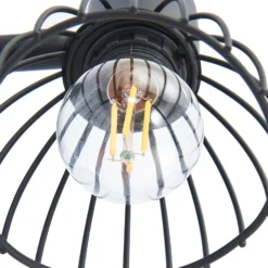 Plafón Lindby Piena, negro, 1 luz, metal, Ø 9,3cm