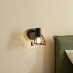 Plafón Lindby Piena, negro, 1 luz, metal, Ø 9,3cm