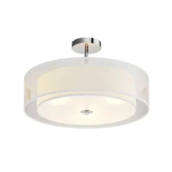 Plafón Lindby Pikka, blanco, textil, Ø 50 cm, E27